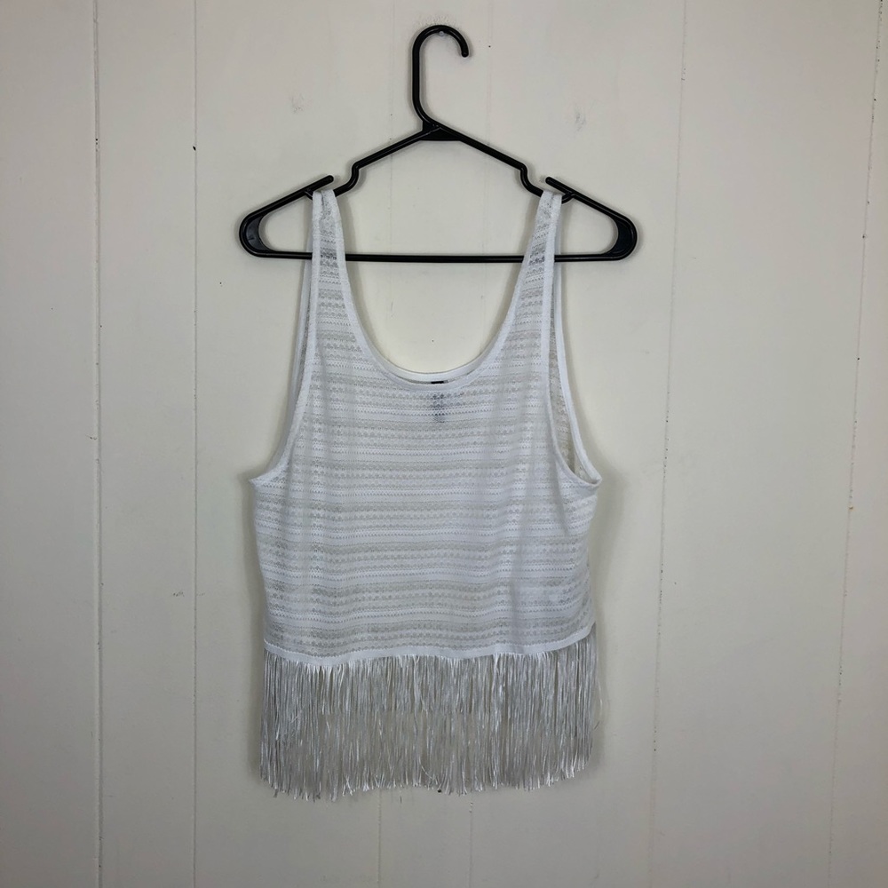 Knit Fringe Crop‎ Top Sz L